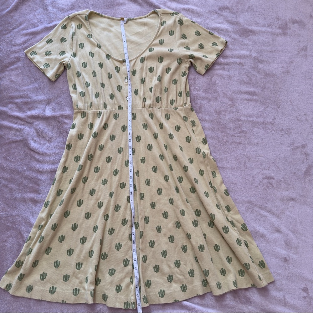 Kate Quinn Yellow Mini Ribbed Cactus Print Dress - Picture 8 of 9